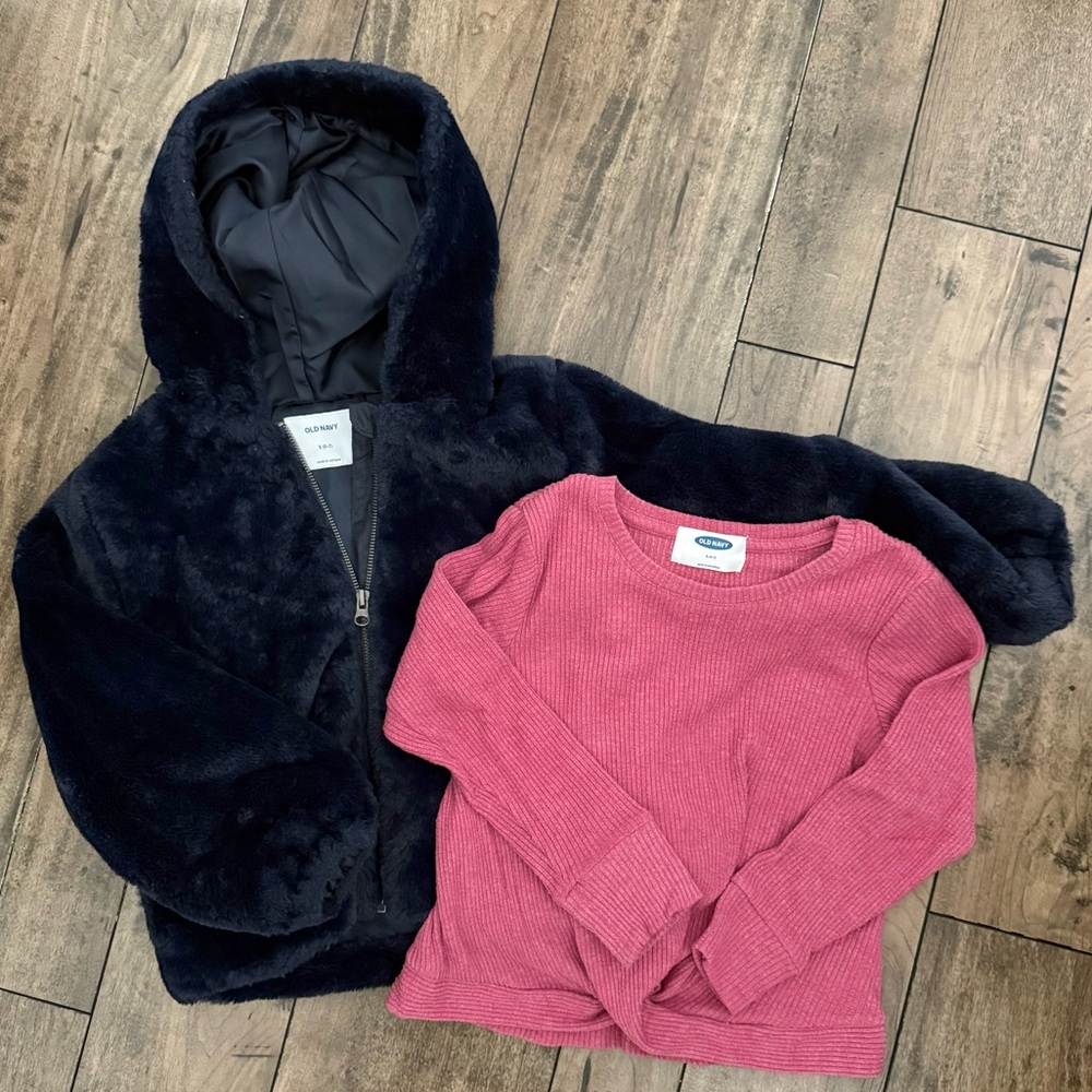 BUNDLE Old Navy Faux Fur Coat and Long Sleeve